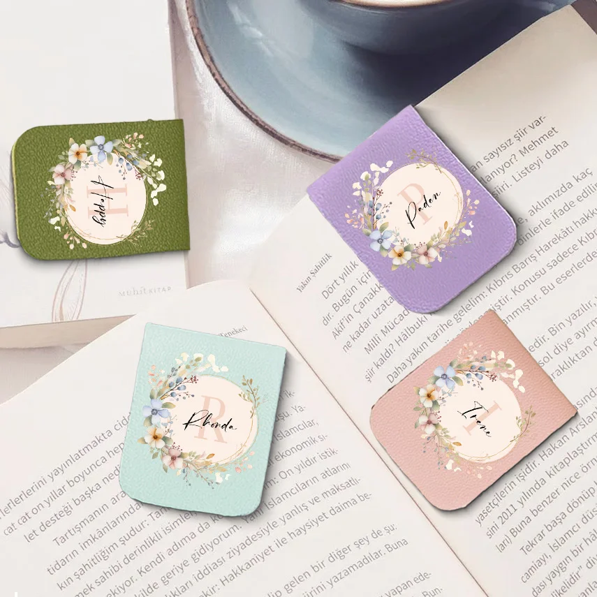 1 szt. Zakładka do książki z lustrem i wiankiem, Personalizowana skórzana zakładka do książki z lustrem i wiankiem, Personalizowana zakładka magnetyczna