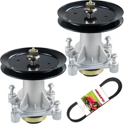 2 Pack 587819701 Spindle Assembly Kit with 532197473 Pulley 592855001 Belt Replaces Craftsman Mandrel, Spindle 187292 Spindle