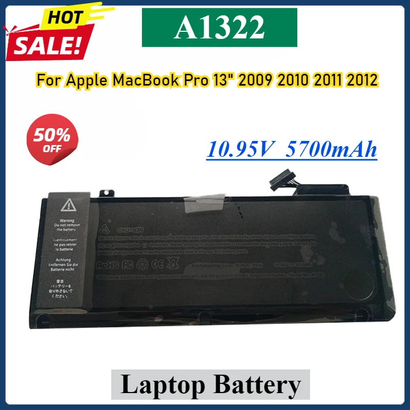 

5700mah A1322 A1278 Battery For Apple MacBook Pro 13" 2009 2010 2011 2012 MB991LL/A MB990LL/A MB990J/A MC700 MC374 MD101 MD314