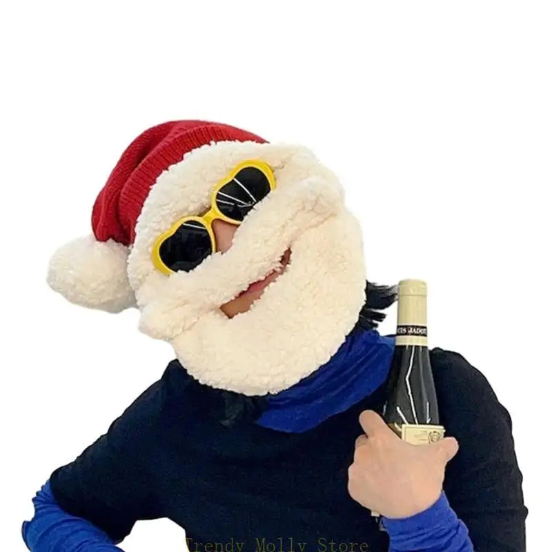 Chapéus Papai Noel N5KB Conjunto barba para crianças adultas para festa trajes removíveis chapéu santa