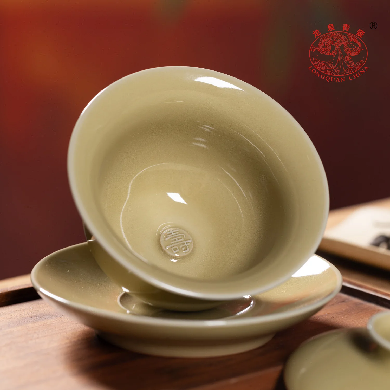 High Quality Celadon Gaiwan Sancai Gaiwan Tea Cup Large Ceramic Shou Character Tea Bowl Set Single Household Tea Brewing Bowl