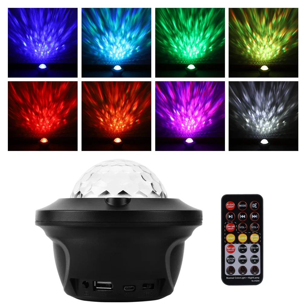 LED Star Ocean Wave Projector Night Light Galaxy Starry Sky Remote Star Rotating Night Light Gift For kids Bedroom Lamp