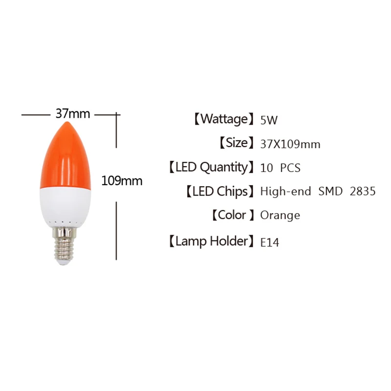 E14 LED Color Candle Tip Bulb, Color Candle Light