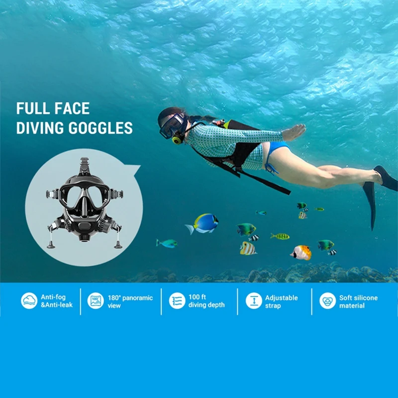 Scuba Diving Mask Snorkeling Full Face Scuba Diving Equipment Snorkel Swimming Masks Oxygen Cylinder Snorkeling Set