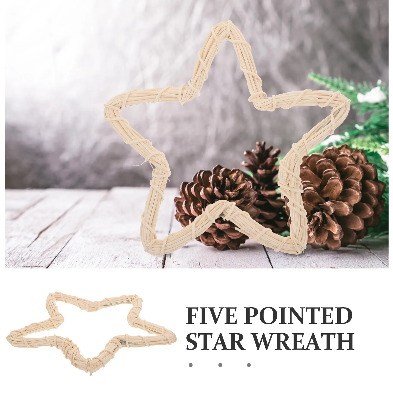 

2Pcs Handmade Star Shaped Rattan Wreath Frame Natural Vine Garland DIY Floral Wreath Making Materials Natural Rattan Frame