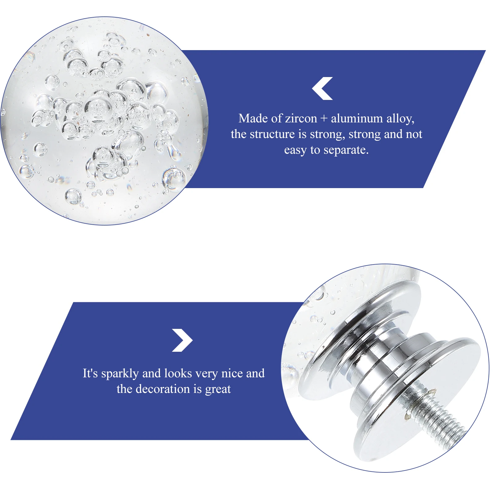 

6 Pcs Crystal Handle Cabinet Hardware Pulls Round niture Knobs Decorative Drawer Mother