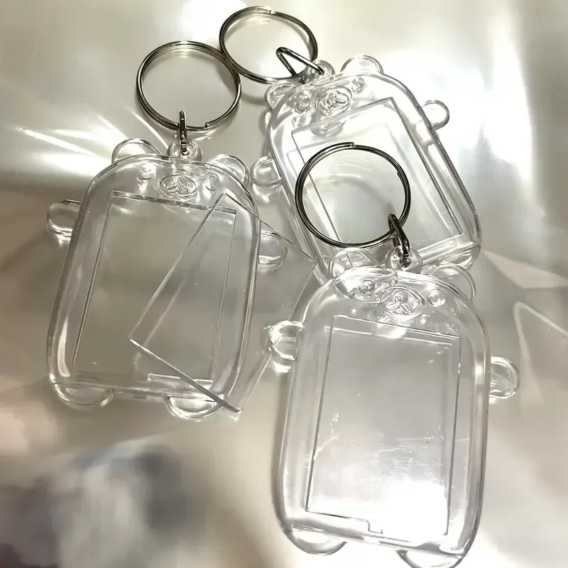 صور المفاتيح 50/5 قطعة سلسلة المفاتيح فارغة مزدوجة الوجهين فارغة إدراج واضح الاكريليك سبليت حلقة الحرفية هدية لأصدقاء العائلة #5