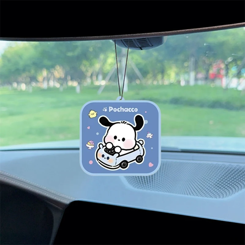 Sanrio-ambientador de dibujos animados para coche, tableta colgante de Aroma, desodorizador de armario para el hogar, decoración de coche, Kuromi Pochacco Cinnamoroll