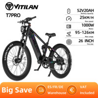 viTilan T7 PROElectric Bike 26*4 inch Adult E-Mountain Bike 1000W Motor electric bicycle 52V20Ah Battery Fat Tire Ebike