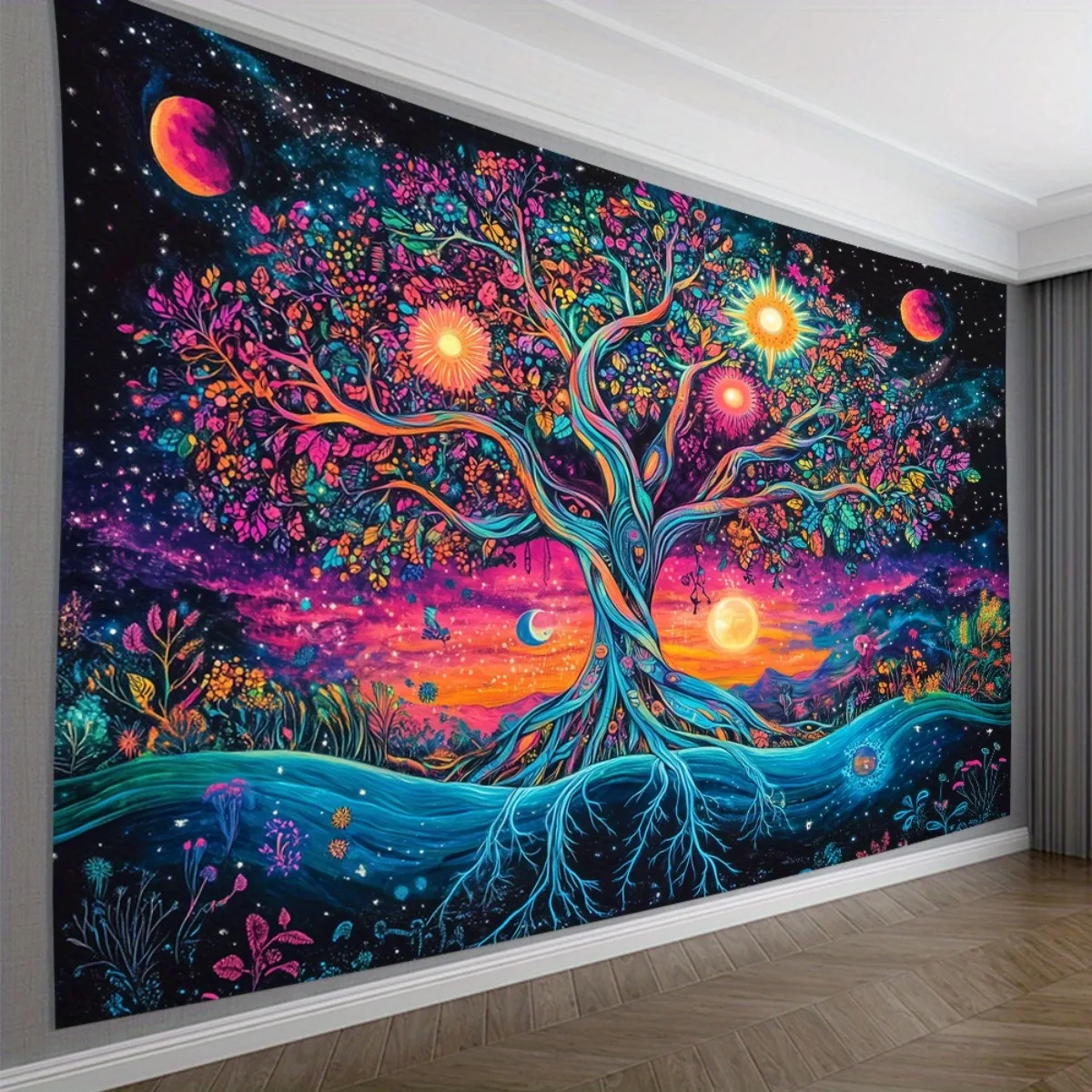 1 pieza, Tapiz de Árbol Psicodélico 3D, Colgante de Pared Vibrante para Sala, Dormitorio, Oficina, Decoración de Fiestas, Regalo