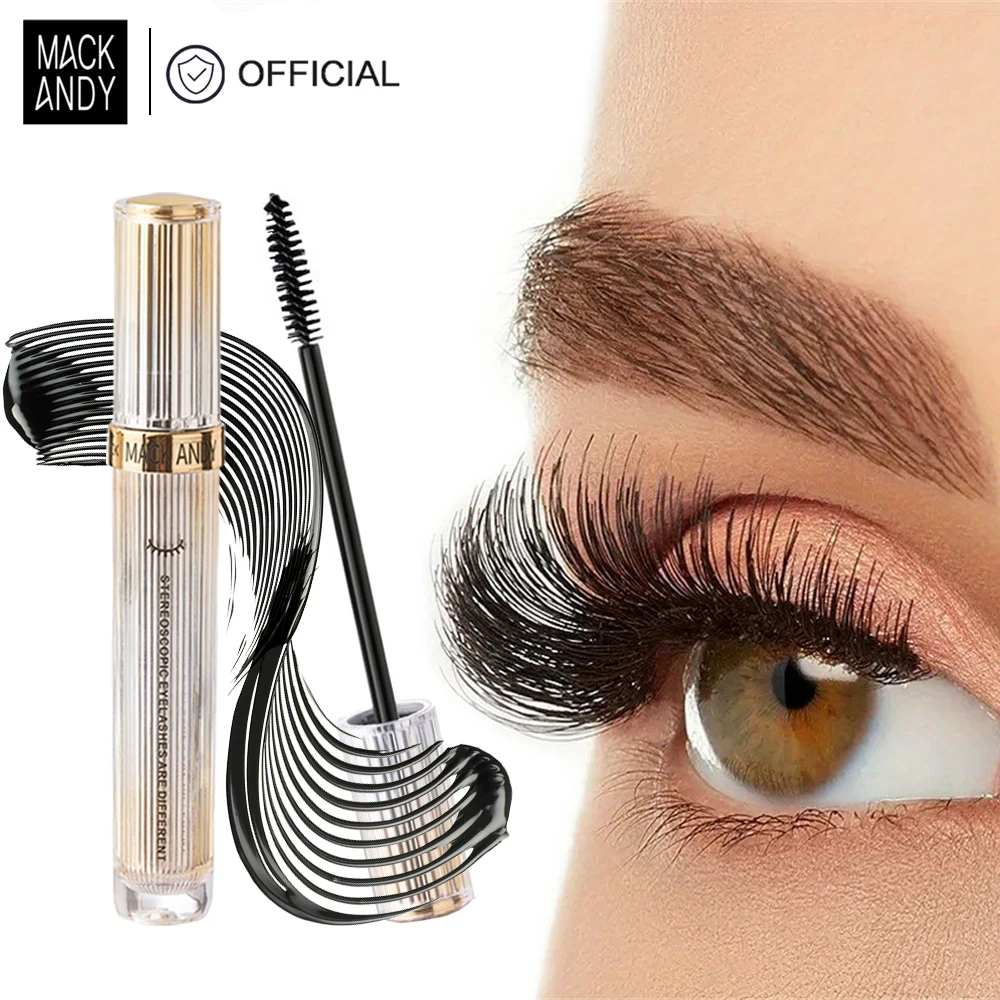 MACKANDY 3D Big Volumizing Mascara Two Brush Heads Quick-drying & 24H Wear Waterproof Mascara False Lash Effect Cosmetic