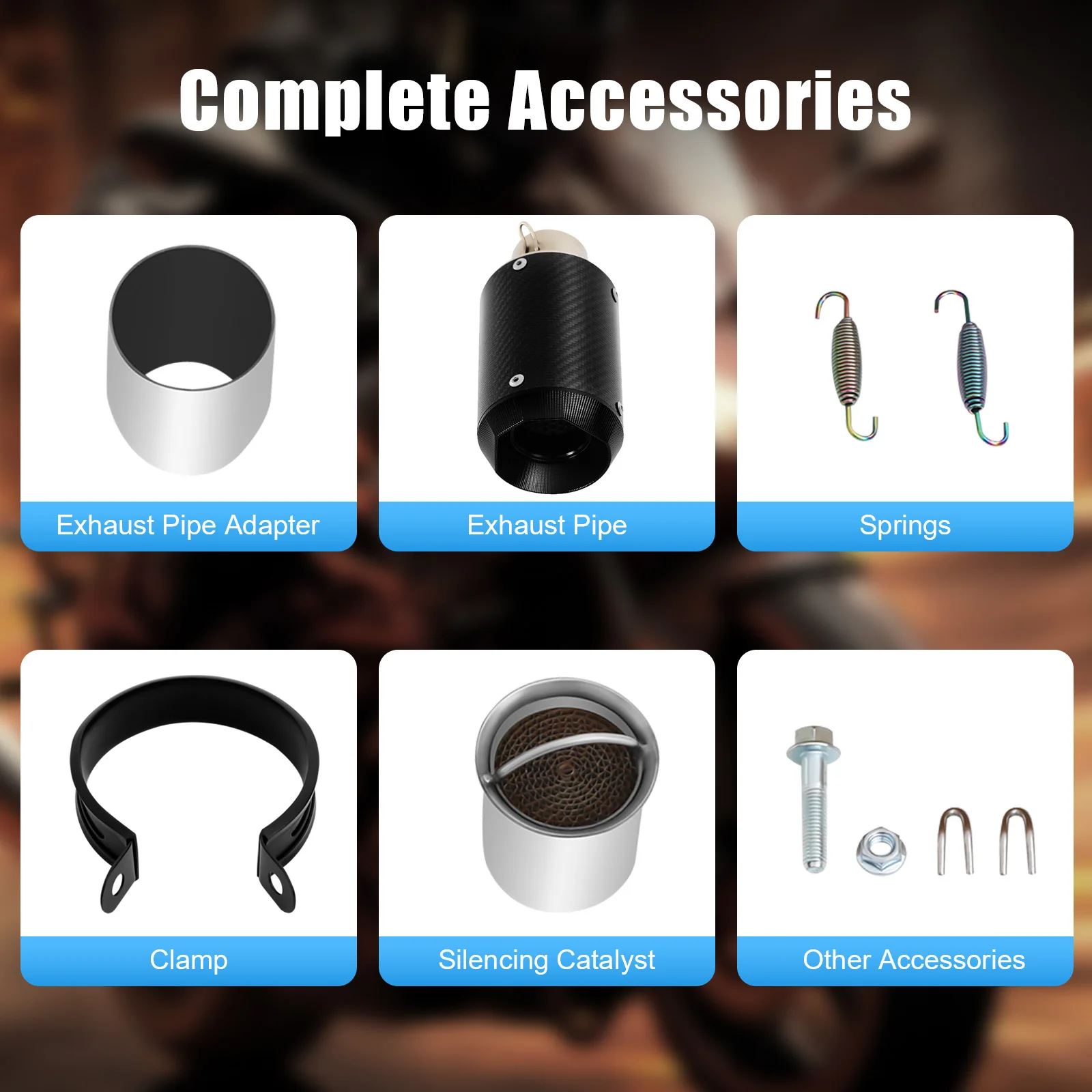 ماسورة عادم الدراجة النارية، أنبوب كاتم صوت من ألياف الكربون مقاس 2 بوصة مناسب عالمي لدراجة الطرق الوعرة سكوتر ATV