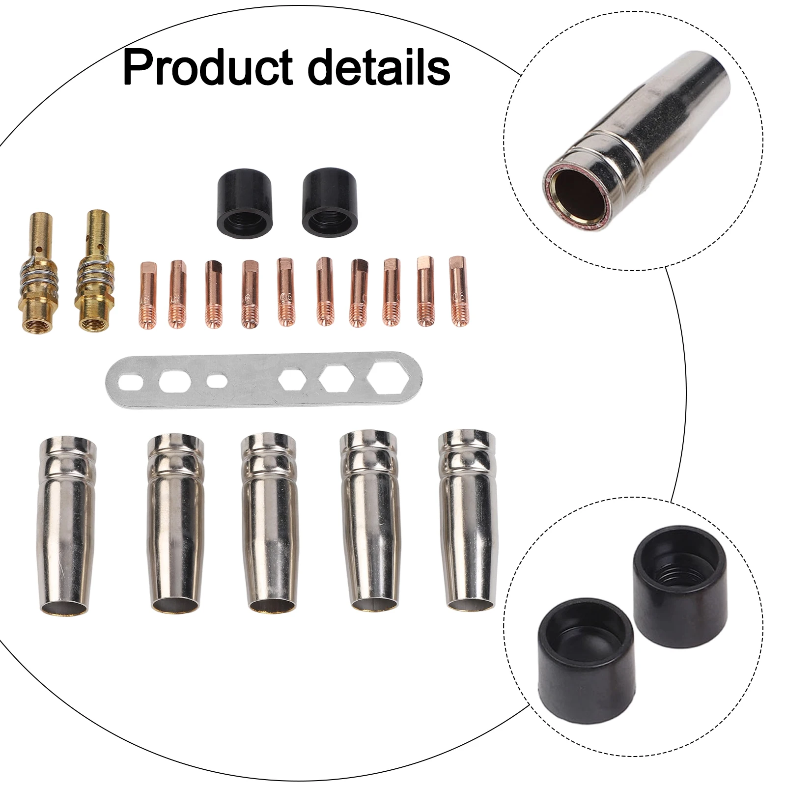 22PCS For Mig Welding Accessories Set 0.6mm Copper Nozzles Tips For 15AK MB15 For Torch MAG For Welder Consumables Kit