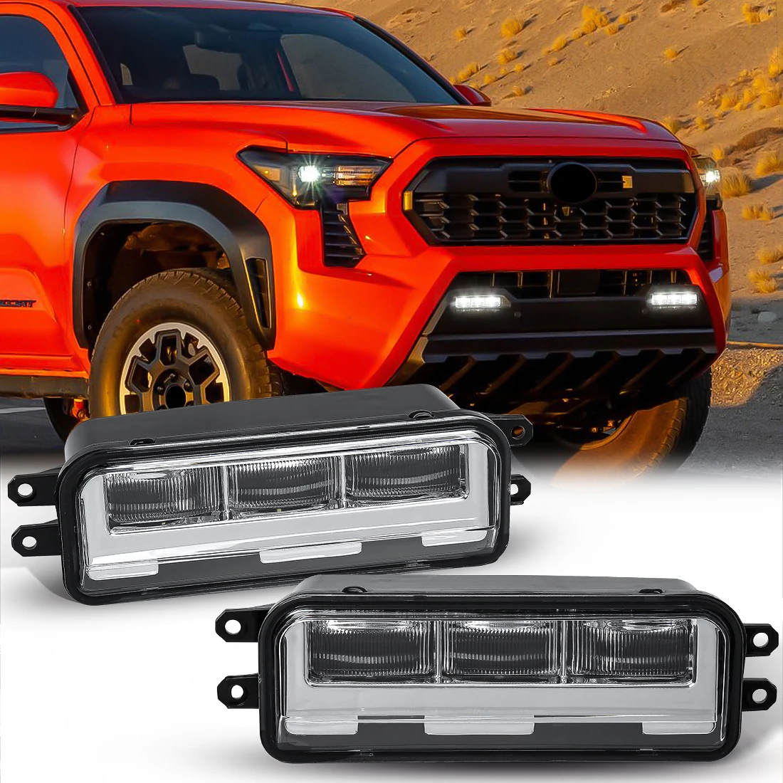 

Car LED DRL Fog Lamps For Toyota Tacoma Tundra 2023 2024 Front Bumper Driving Lights Daytime Running Light Car Accessories