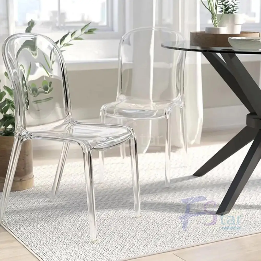 Elegant Modern Crystal Clear Plastic Transparent Chair for Cafe Restaurant Dining Living Room Acrylic Ghost Event Chair