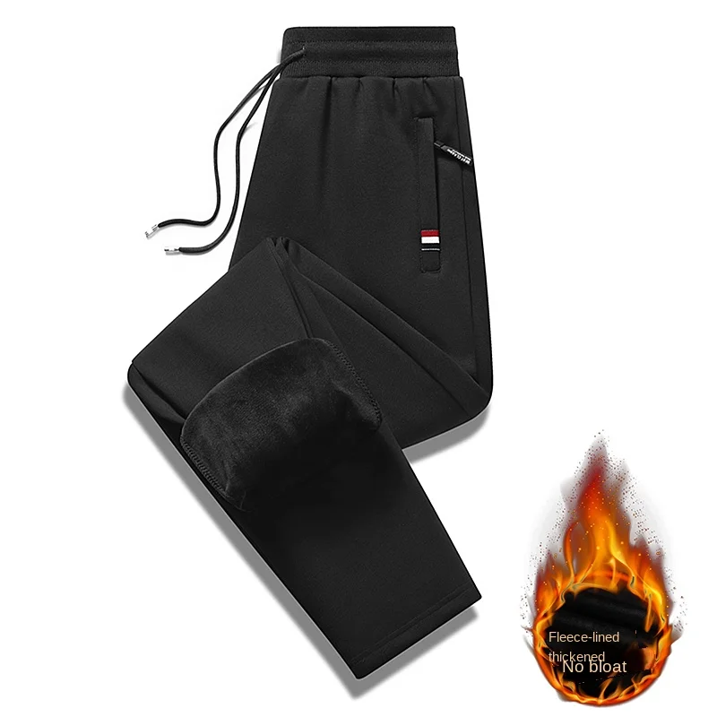 Moletom de algodão de lã quente masculino, calças de jogging grossas soltas, moda casual, plus size, inverno, 2022