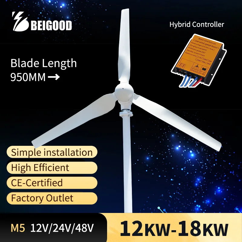 Wide Application Horizontal Axis Wind Turbine Windmill Wind Generator 12KW 15KW 18KW China factory Simple installation