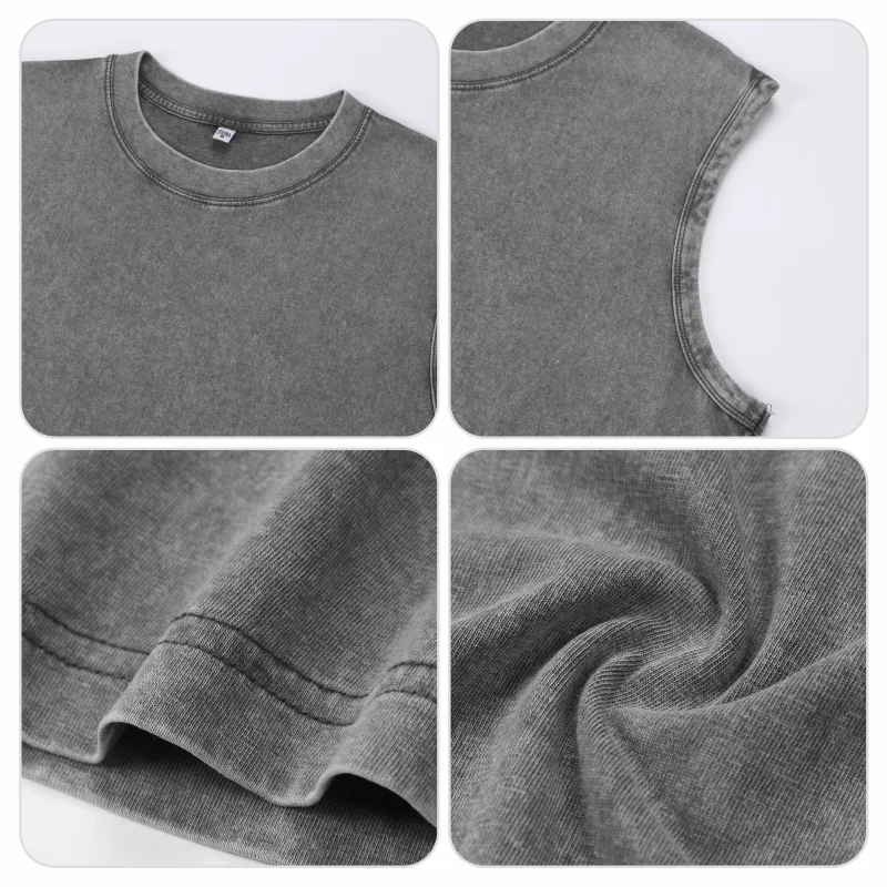 Customized Vest free printing logo images old design Washed T-shirts waistcoat clothes 100% cotton cultural shirts singlet