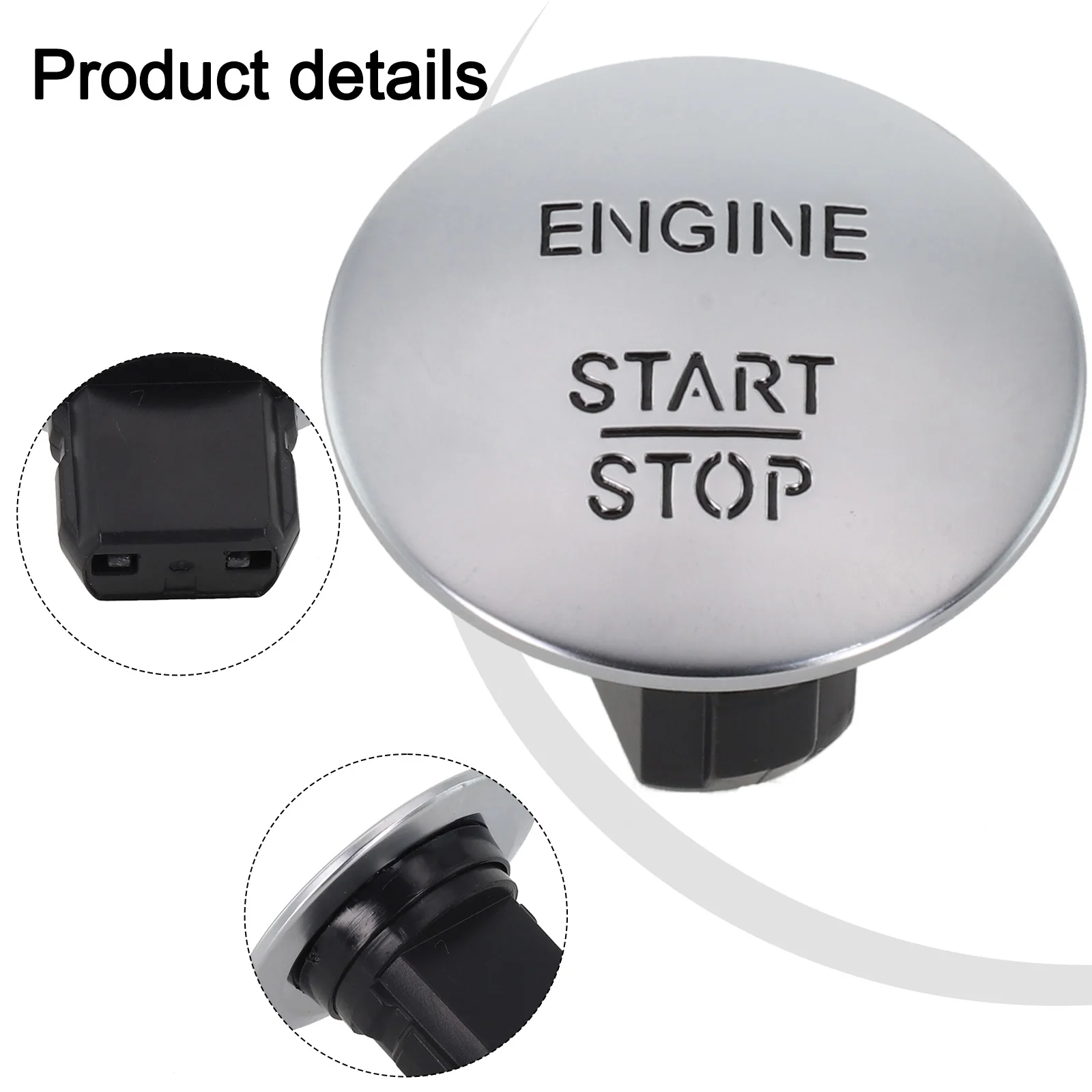 Chrome Black Keyless Go Start Button Easy Installation Replacement Luxurious Matte Silver Finish Car Customization