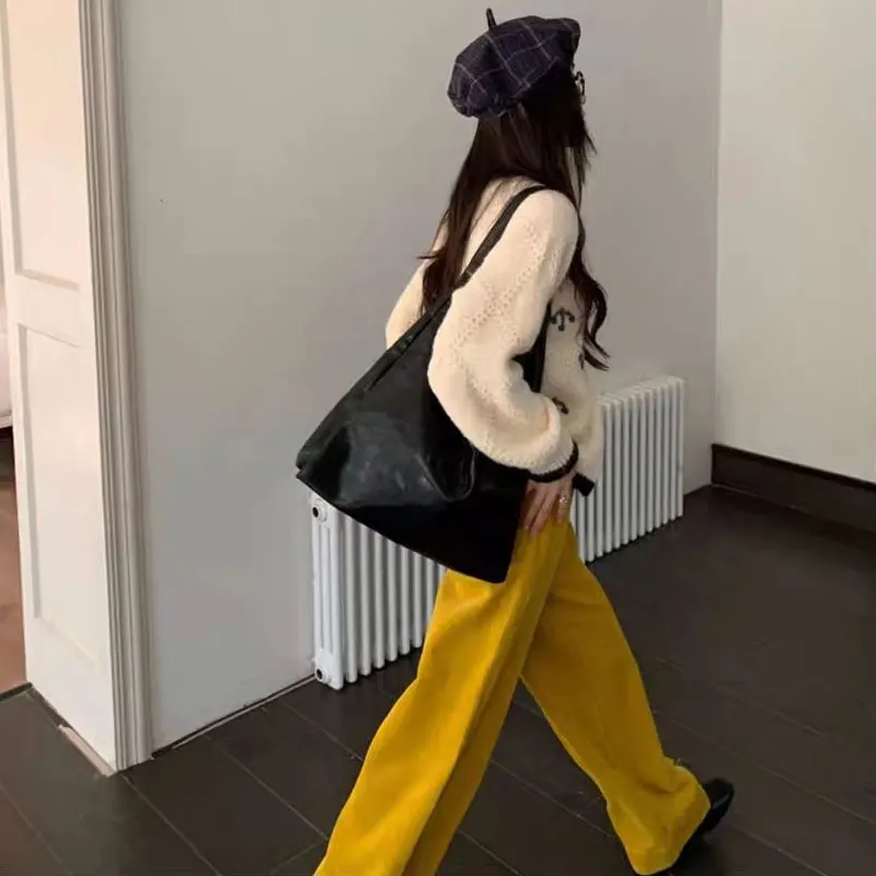 الملابس النسائية لطيف هوك زهرة سترة محبوك خمر الخريف الشتاء الألوان المتناقضة المرقعة سترات فضفاضة غير رسمية