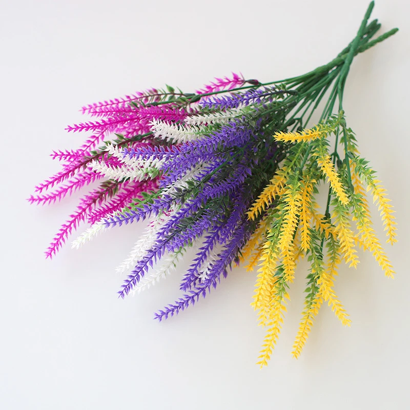 Wheat Spike 5 Fork Flocking Simulation Lavender Pastoral Wedding Simulation Flower Plastic False Bouquet Bonsai Ornaments