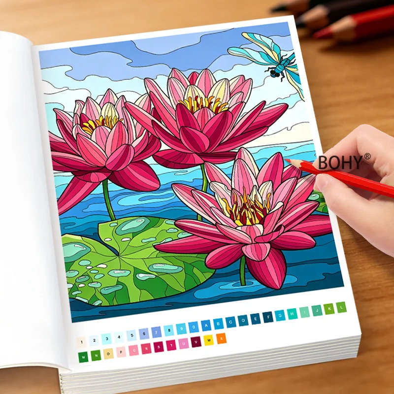 1 Garden Forest Adult Decompression Coloring Album, 32 Pages, Improving Aesthetic Ability, Color Matching Skills Learning