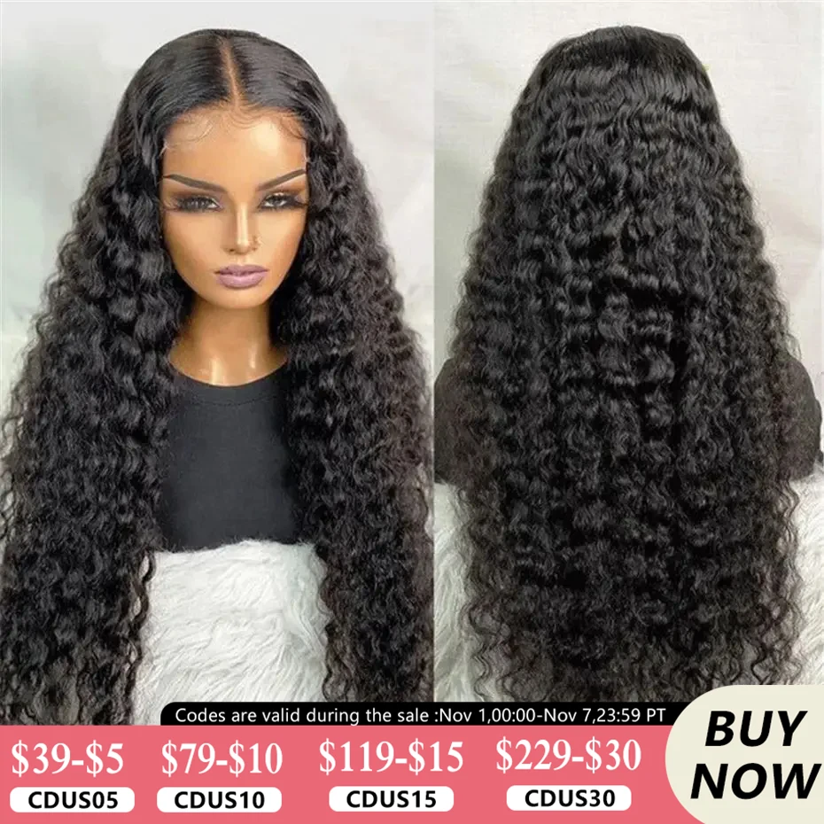 

Deep Wave 13x6 Lace Frontal Wig 13x4 HD Transparent Lace Front Wigs 30Inch 180% Indian Water Curly Human Hair Lace Closure Wig