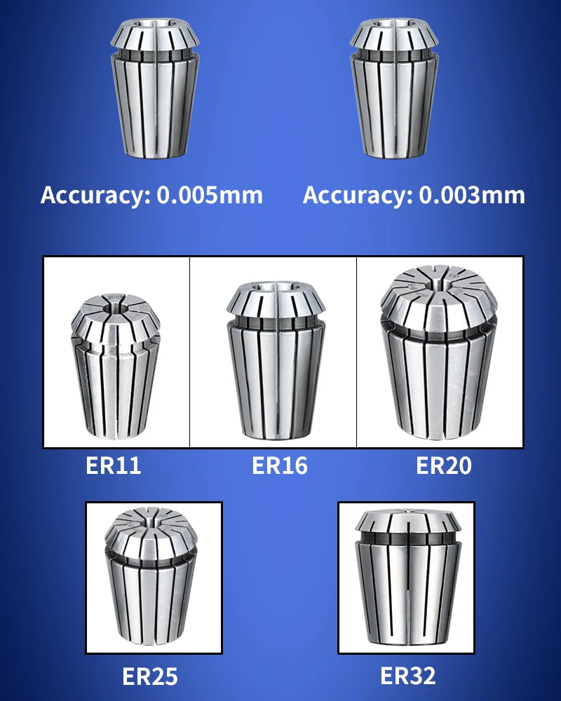 Hochpräzise ER11 ER16 ER20 ER25 ER32 ER Spannzangenfutter 0,003mm 0,005mm CNC Graviermaschine Fräswerkzeughalter Drehmaschine – Detail 3
