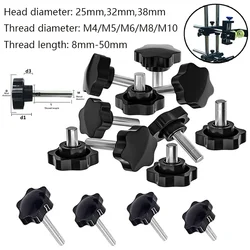5pcs/10pcs Hex Star Knob Male Thread Clamp Knob Screws M4/M5/M6/M8/M10 Hand Tighten Release Screws Head diameter 25mm 32mm 38mm
