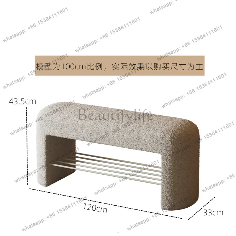 Enter The Door To Change Shoes Stool Can Sit Shoe Rack Lamb Velvet Living Room Home Bedroom Sofa Long Bed End Stool