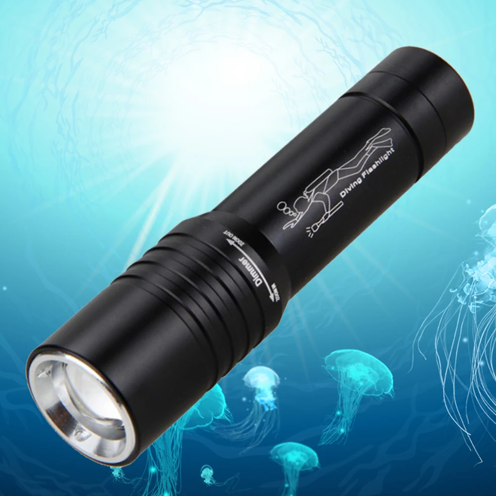 Lampe de poche zoomable étanche IP68, lampes de plongée de loisirs, torche de plongée sous-marine, camping en plein air, 1200 lumens, 30m