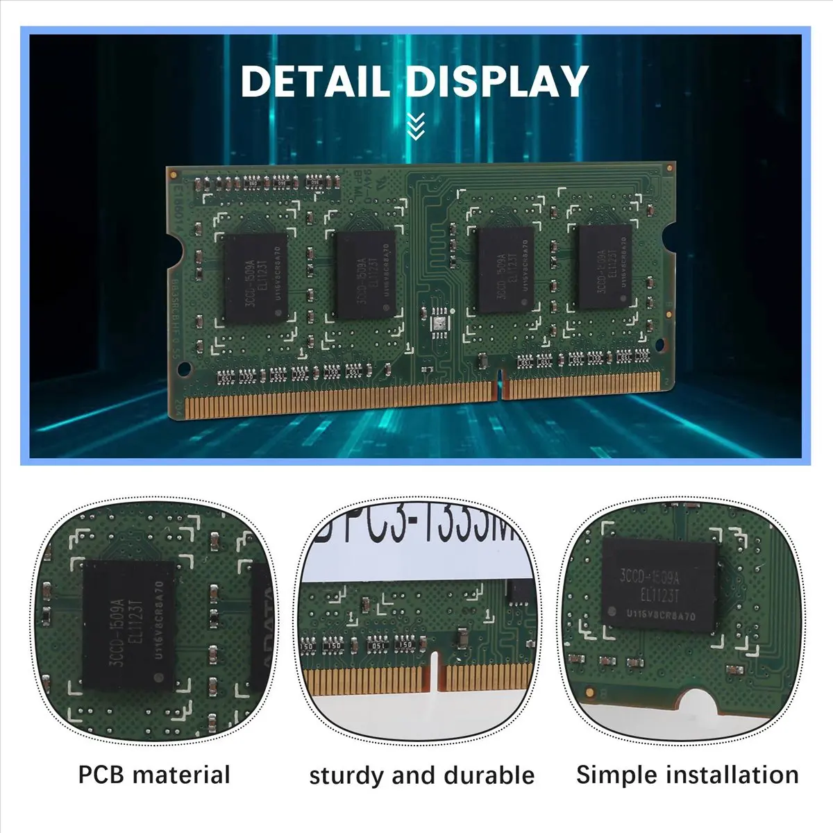 Goodidea DDR3 2GB SODIMM Memoria Ram 1RX8 PC3-10600S 1333Mhz Memoria Ram para portátil 204Pin 1.5V Módulos de memoria para portátil