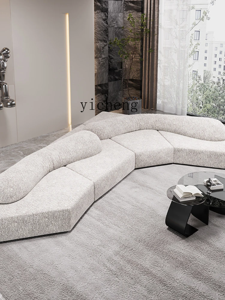 ZK Technology Fabric Rock Sofa  Minimalist Living Room Sofa Curved Shaped Sofa