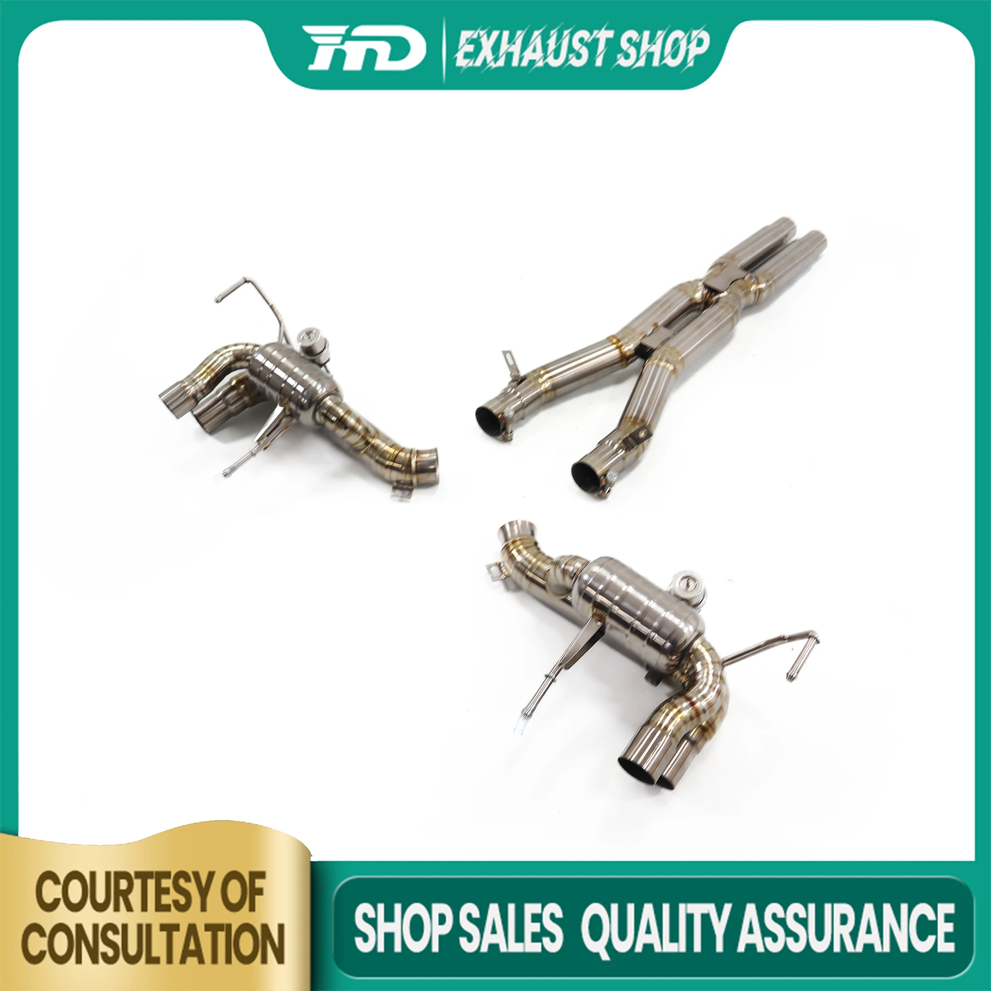 

HMD Catback for Ferrari california Ti Exhaust system Increased power Sounds good Heat shields Vacuum valve Muffler X pipe