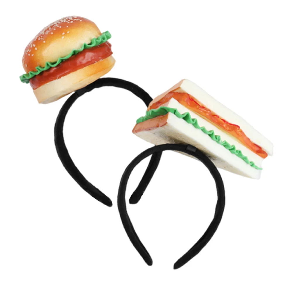 

2Pcs Hamburger Headband Sandwich Headpiece Novelty Food Hat Party Costume Accessory Funny Mini Food Hat for Birthday Halloween