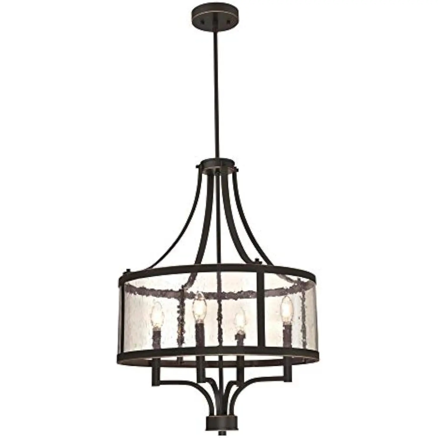 

6368400 Belle View Four-Light Indoor, Oil Rubbed Bronze Finish with Highlights and Clear Seed Glass Chandelier, One Size, O