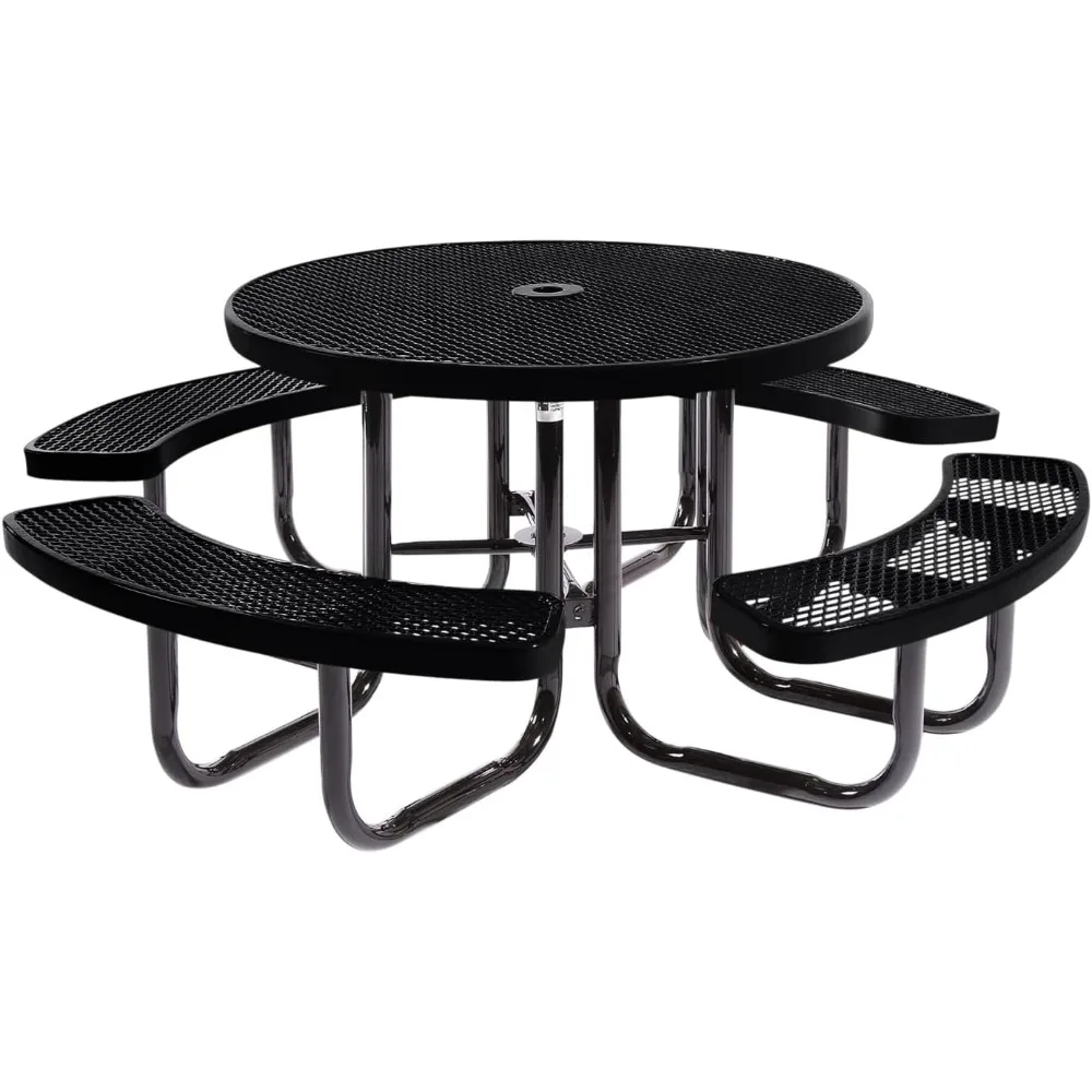 

Outdoor Furniture Heavy-Duty Portable Outdoor Picnic Table with Umbrella Hole, Expanded Metal Commercial-Grade Patio