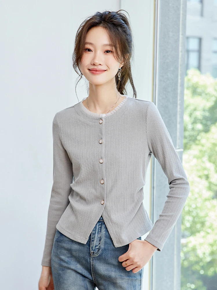 

Простой свитер из трикотажа с контрастными вставками и кружевом, женский, удлиненный, для ношения как нижнее или верхнее белье, осенний, новый, повседневный, стильный