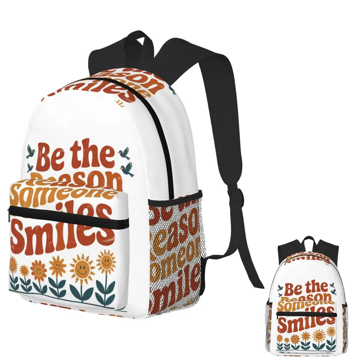 

Be The Reason Someone Smiles Student Backpack School Bag Hiking Travel Daypack for Men Women Fashion Bookbag Shoulder Bags