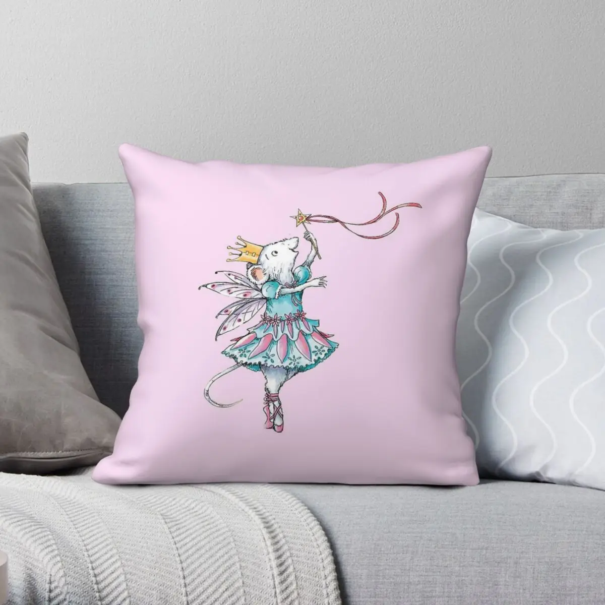 Angelina Ballerina Anime Square Pillowcase Polyester Linen Velvet Pattern Zip Decor Home Cushion Cover