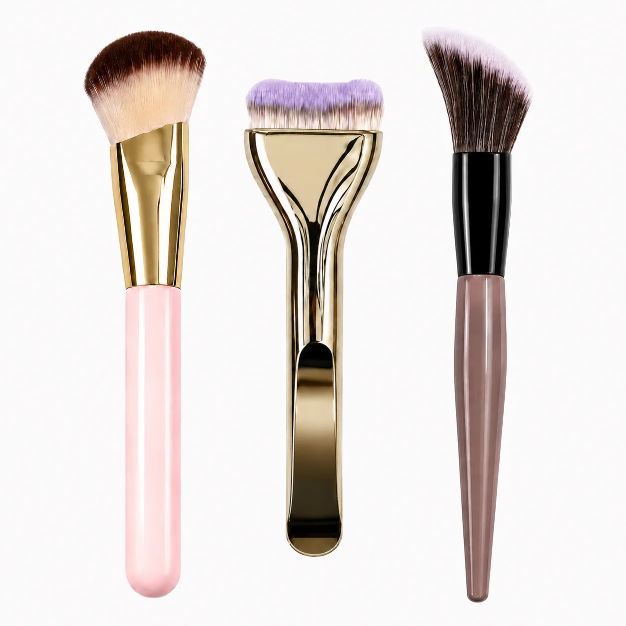 3PCS Face Makeup Brush Set for Foundation, Concealer, Contour & BB Cream, Soft Dense Synthetic Bristles, Professional Beauty Too