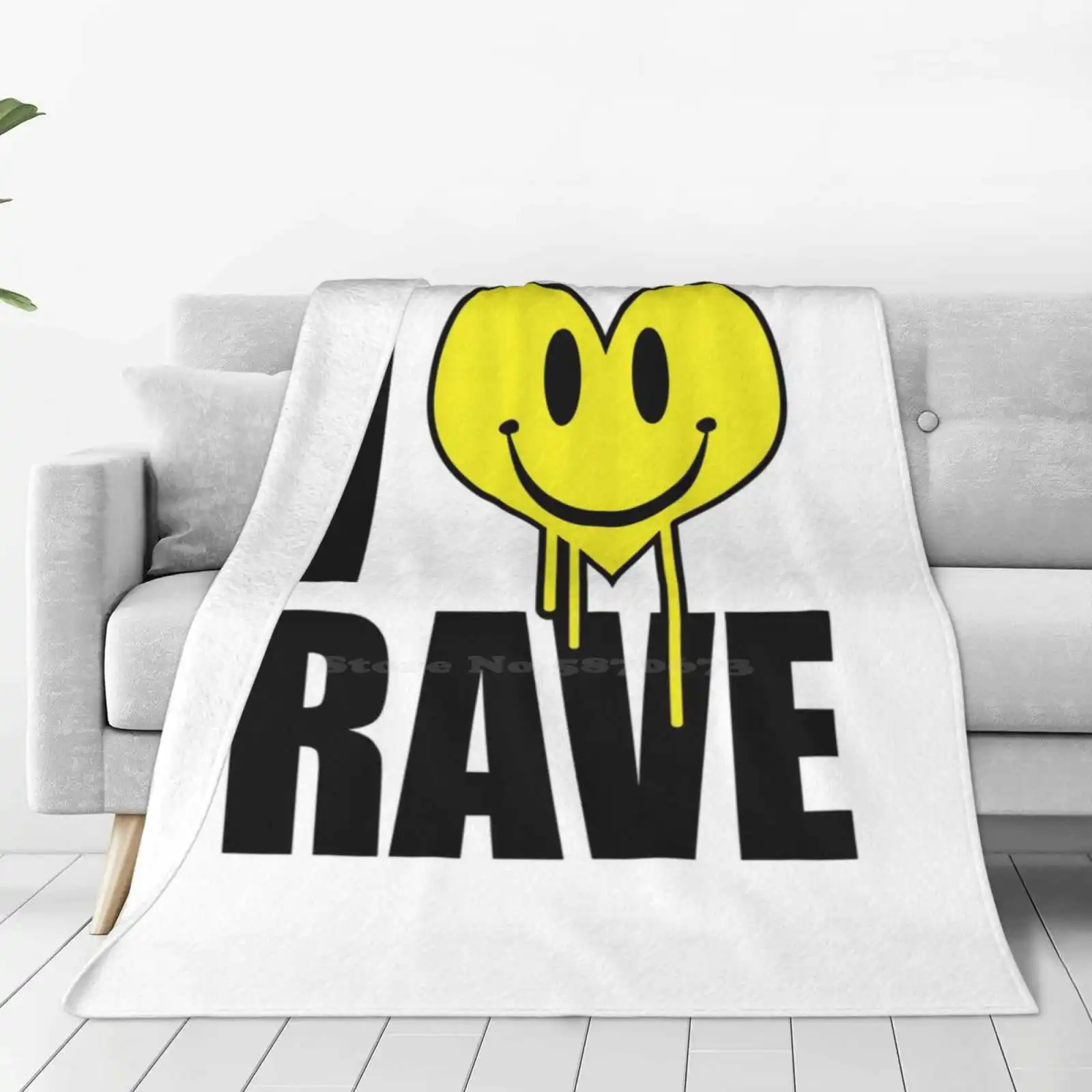 I Love Rave Music Quote Trend Style Funny Fashion Soft Throw Blanket Dj Rave Hardstyle Trance Techno Music House Electro