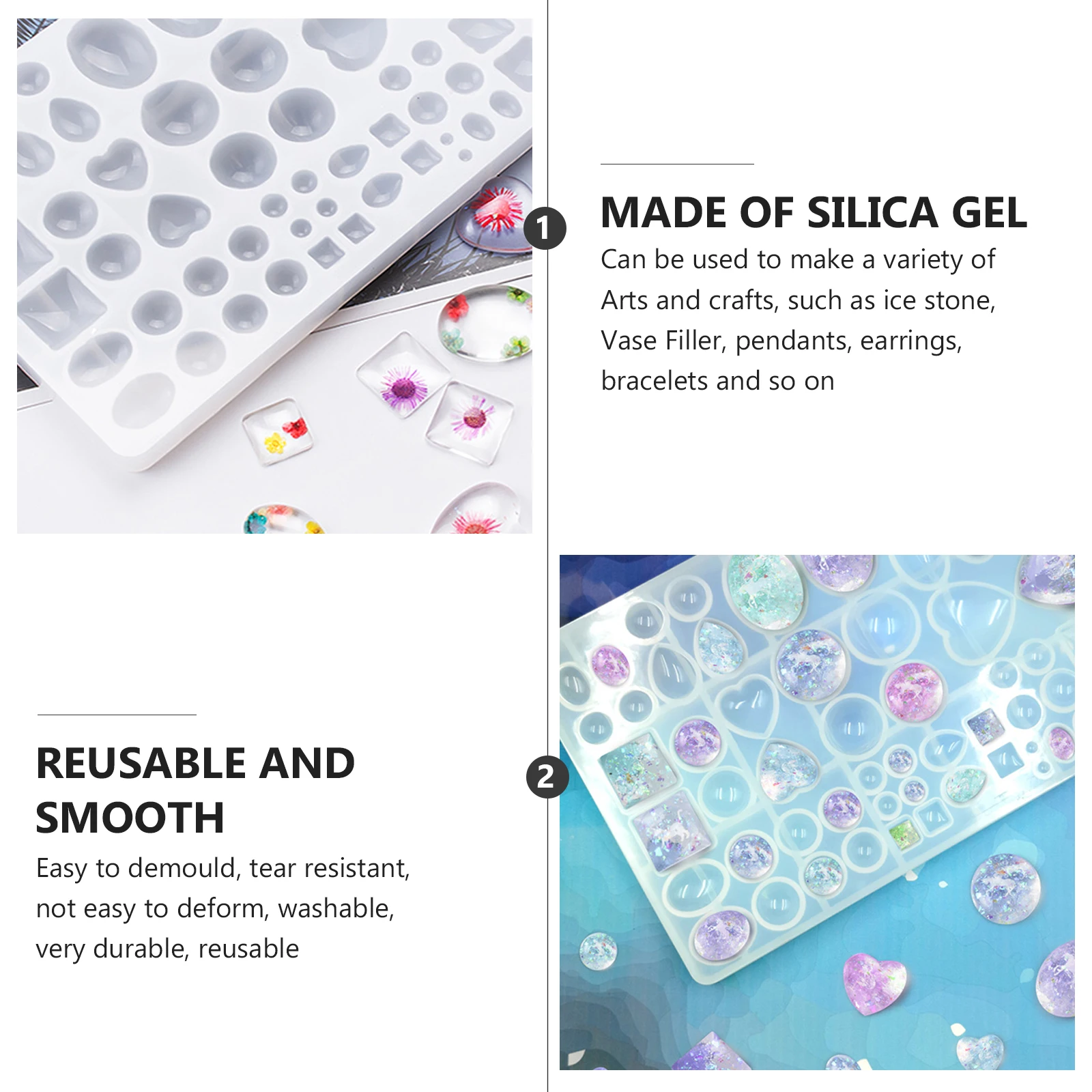 

Gemstone Sticker Mold Heart Shaped DIY Pendant Locket Lid Jewelry Casting Silicone Reusable Creative Accessory Making