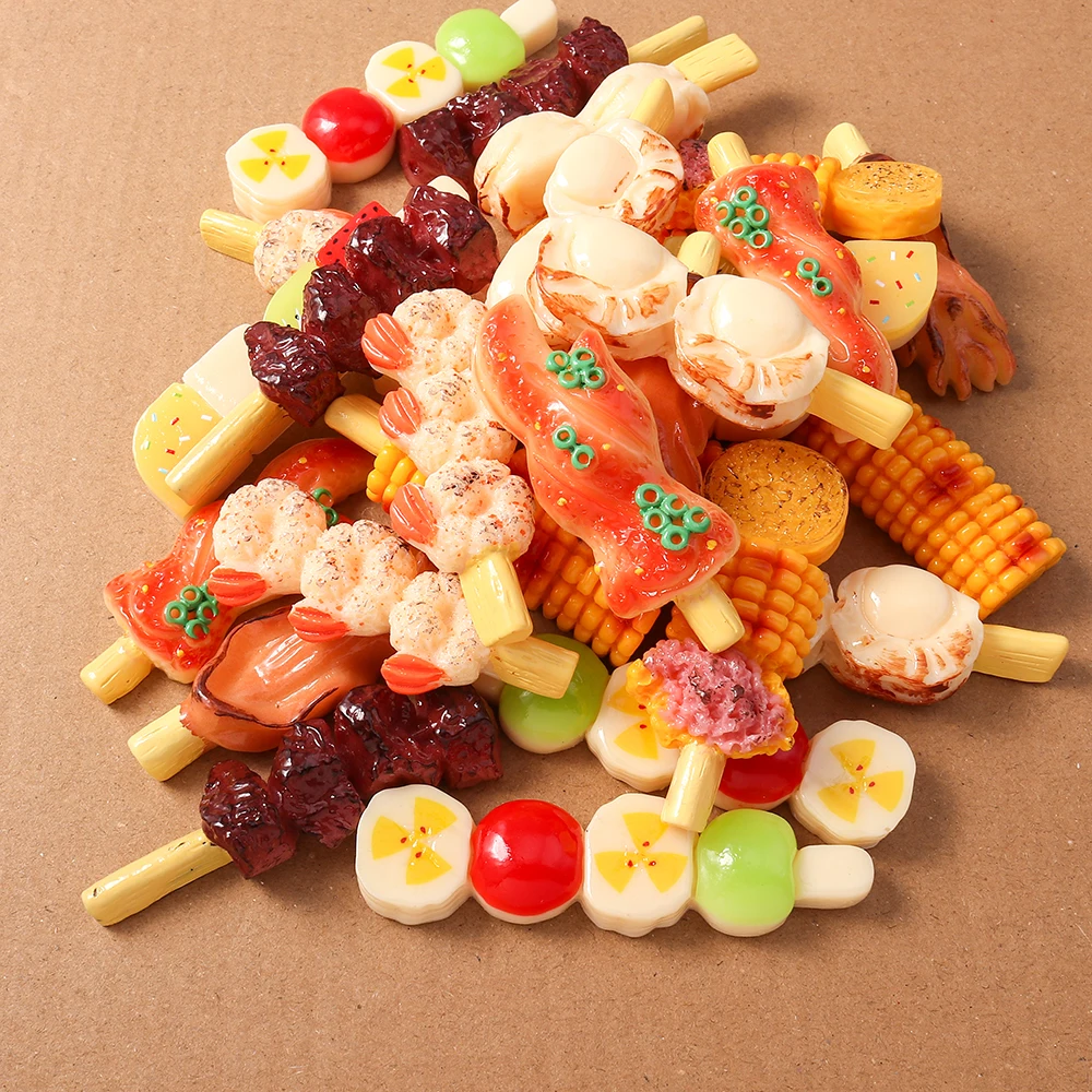 4pcs Simulation Foood Barbecue Charms Corn Flatback Cabochon Embellishments Scrapbooking for Girls DIY Hairpin Birthday Gifts