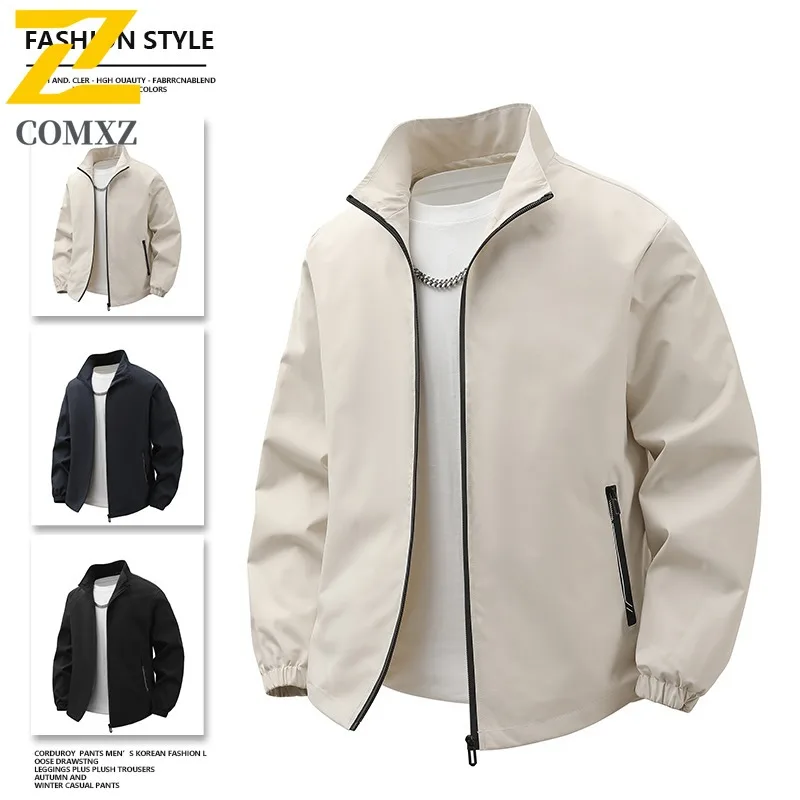 

COMXZ Premium Men Jacket Classics Turndown Collar Outdoor Adventure Windproof Coat Leisure Camping Windproof Autumn Garment