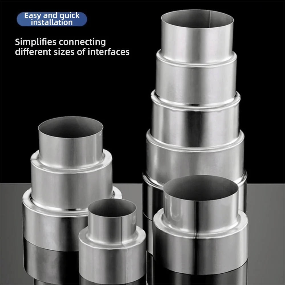 Stainless Steel Exhaust Pipe Reducer Adapter Multiple Sizes Silver Ducting Connector Portable Pipeline Variable Diameter Joint