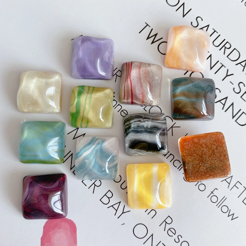 Spring Japanese halo dyed non-porous water wave light pattern resin square translucent ear studs hair clip patch material