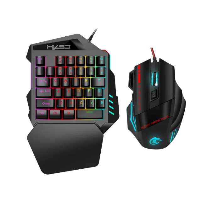 35 Key Film Colorful One Handed Keyboard, Mechanical Feel Game, Left-Handed Gun God Throne, Ergonomic Wired Mobile Game Keyboard