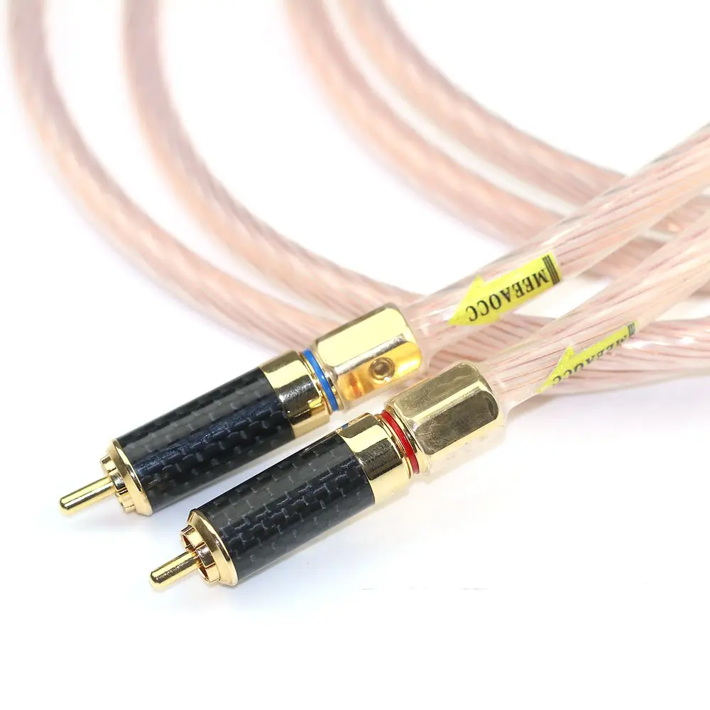 Neotech UPOCC 7N HiFi CD power amplifier Signal cable Double Lotus RCA Audio cable Carbon Fiber 24K gold plated RCA plug