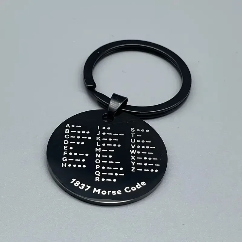 Stainless Steel Morse Code Keychain Double-Sided Alphanumeric Tag Educational Car Pendant Gift for Radio Amateurs Unisex image 5